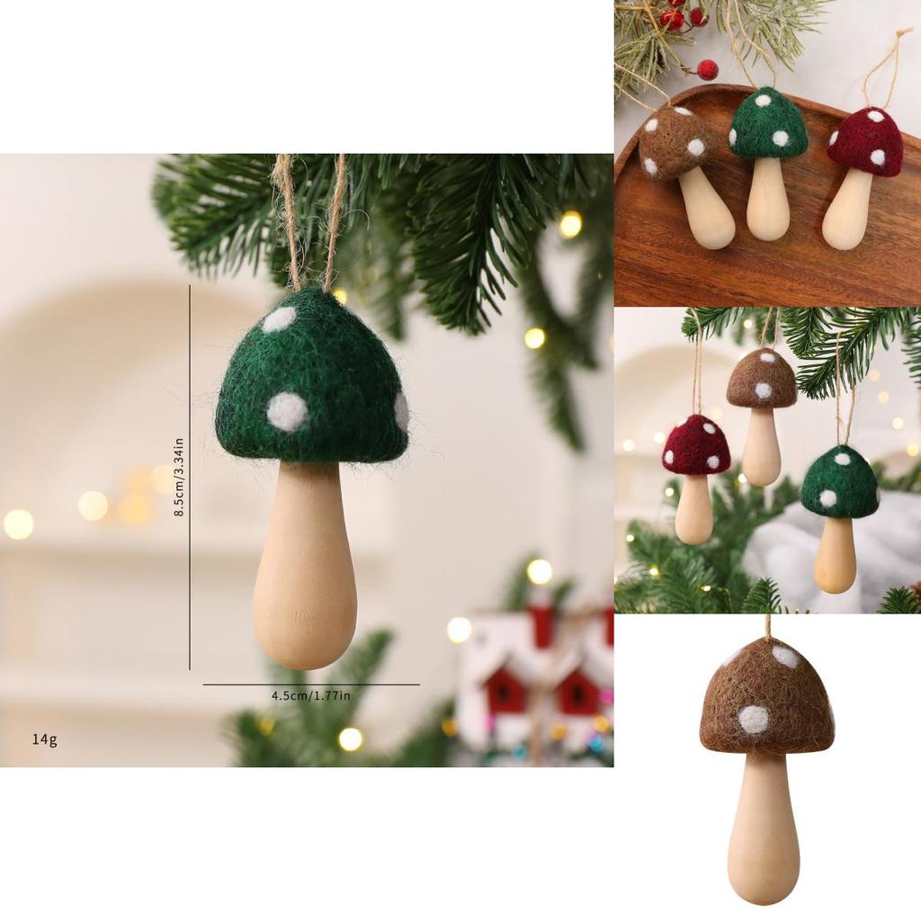 Christmas Mushroom Santa Claus Plush Felt Tree Ornament For Holiday Decor