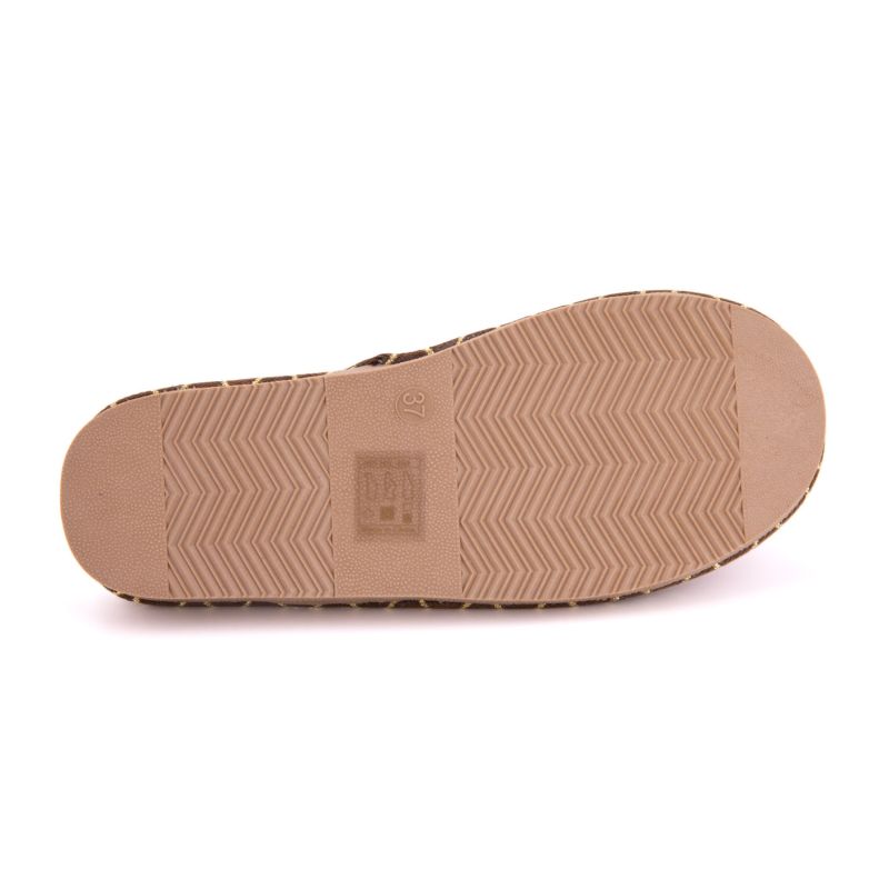 Pantoufle cisco cuir liseré doré camel Femme LES TROPEZIENNES PAR M.BELARBI