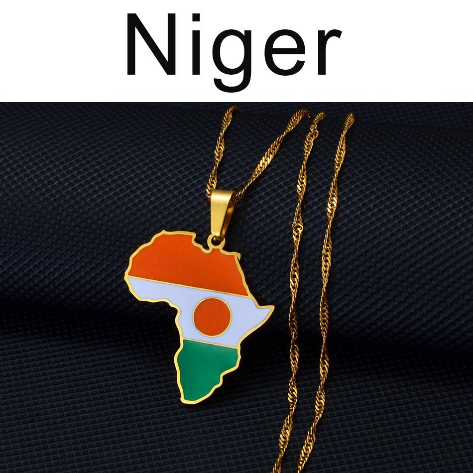 Anniyo 3CM Hip-hop Africa Map Pendant Necklace Jewelry Eritrea,Gambia,Guinea,Congo,Tunisia,Benin,Libay,Namibia,Chad,Botswana