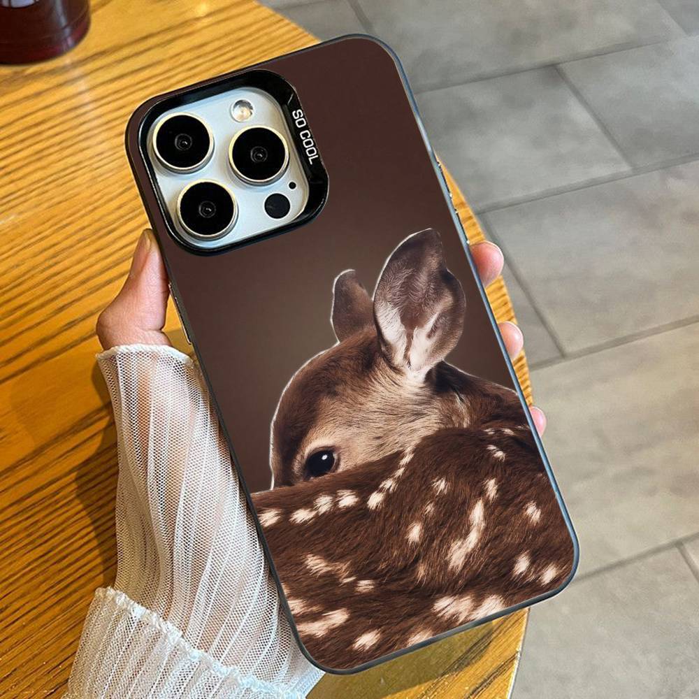 Lucky DEER Bless You Printing Phone Case For iPhone 16 17 15 14 12 13 Pro Max Black Candy Matte Shockproof Cover