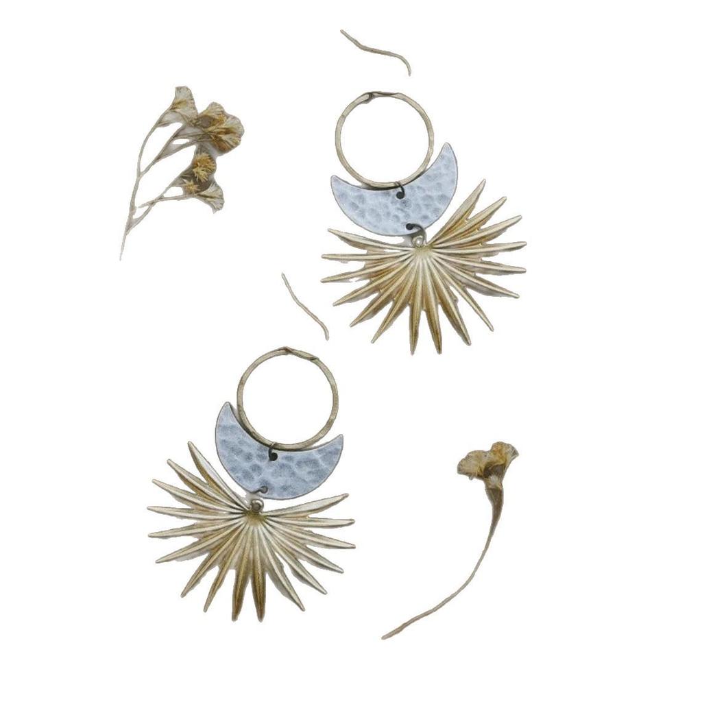 Bohemian Celestial Sun Moon Metal Statement Earrings
