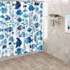 1pc Blue Fish Pattern Shower Curtain - Machine Washable Fabric with Hooks, Playful Marine Life Design for Hotel Bathroom Decor