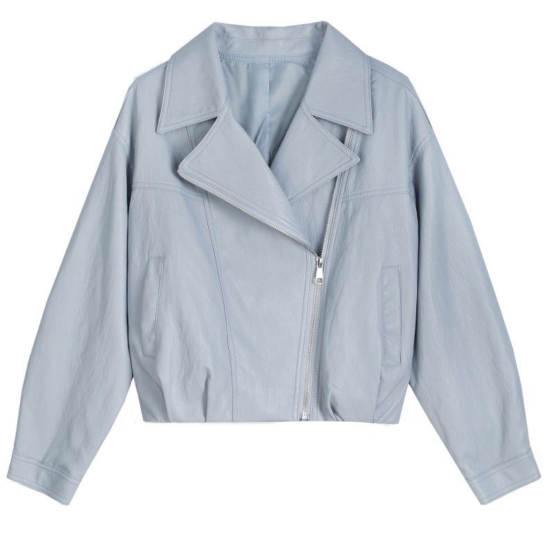 Women's Genuine Sheepskin Motorcycle Jacket - Spring/Autumn Fashion Lapel Style
