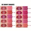 Pearlescent Lipstick,Silky Fine Glitter Lipstick Non-stick Cup Long-lasting Moisturizing Lipstick Non-fading Glitter Lipstick 10 Colors