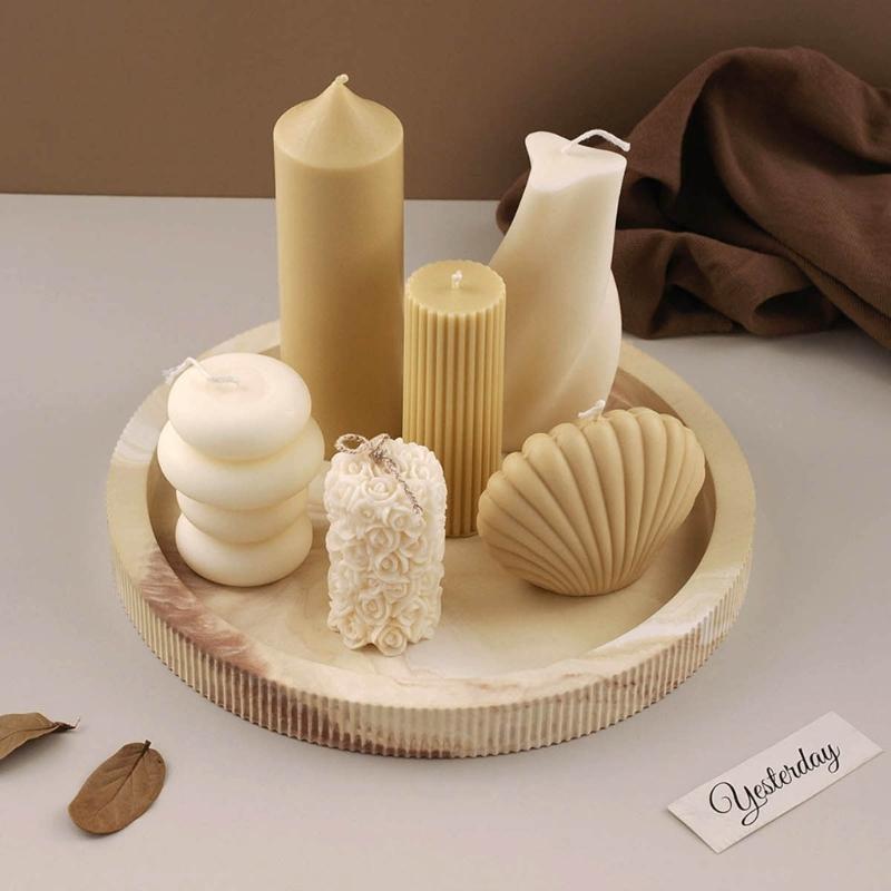 Stripe Round Dish Mold Concrete Casting Mold Flowerpot Base Silicone Mold DIY Gypsum Crafts Tray Tool Easy to Use