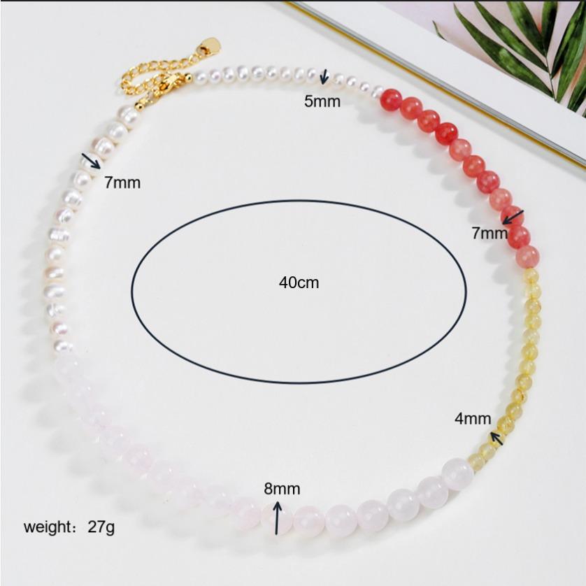 Natural crystal necklace, irregular pearl necklace, Bohemian bead necklace, jewelry