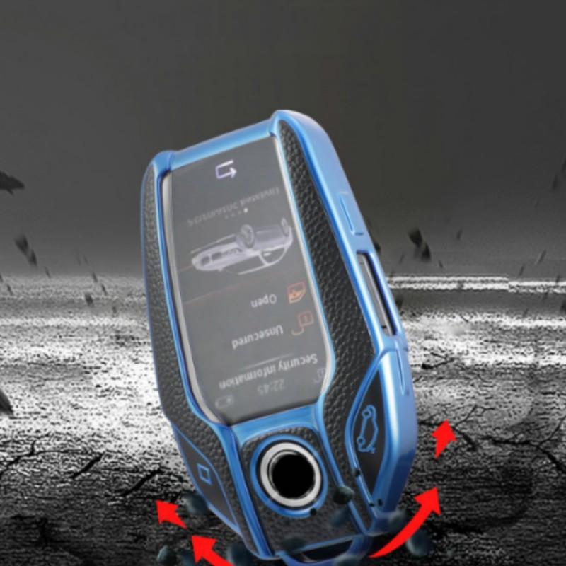 Neue Design Leder Led-anzeige Auto Schlüssel Fall Abdeckung Für BMW 5 7 Serie G12 G11 G30 G32 G31 i8 i12 I15 G01 X3 G02 X4 G05 X5 G07 X7 Auto Tasche