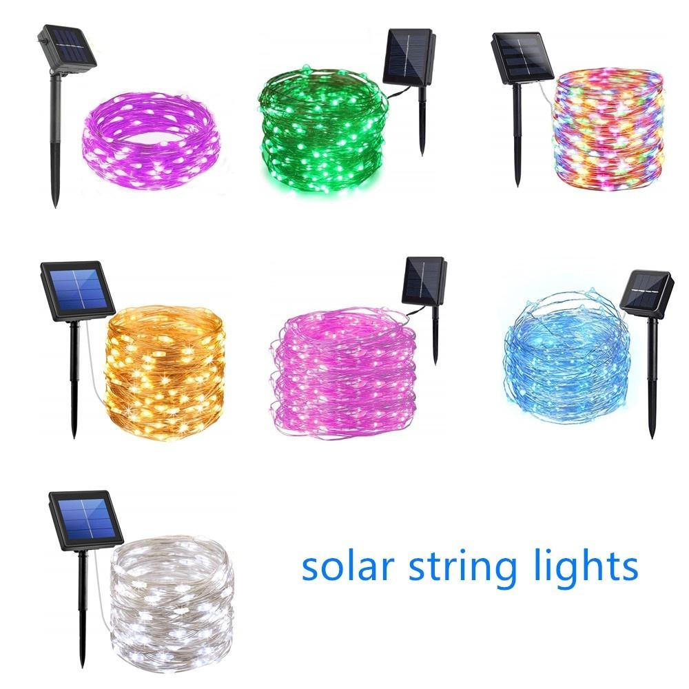 Solar String Lights Garland Christmas Decorative 8 Modes Fairy Lights Copper Wire For Outdoor Wedding Homes Party Garden