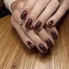 Autumn & Winter Brown Polka Dot Oval Nail Tips - Medium Length