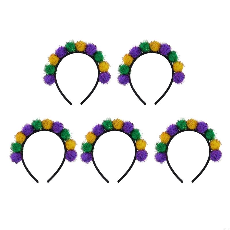 Colorful Mardi Gras Headband Features Green Yellow Colorful Charm Headwear for Prom and Party Comfortable