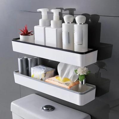 Wandbehang WC-Badezimmer-Aufbewahrungsschrank-Rack, stanzfrei, multifunktionales Artefakt über dem Toilettenregal, Regal-Organizer