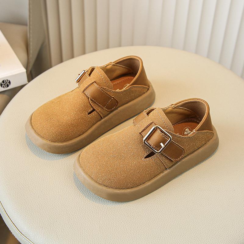 New Spring and Autumn Girls' Frosted Leather Shoes Boys' Soft-soled Toe Shoes