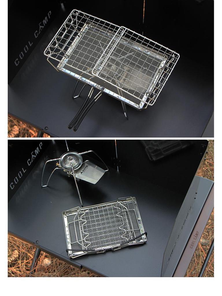 Portable Stainless Steel Folding Toaster Rack for Camping and Grilling