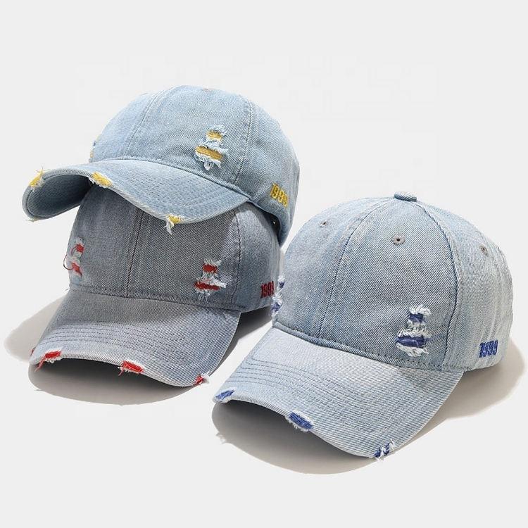 High Quality Cowboy Baseball Cap Washed Distressed Hats Twill Plain Adjustable Cotton Denim Dad Hat Outdoor Sports Hat коричневый