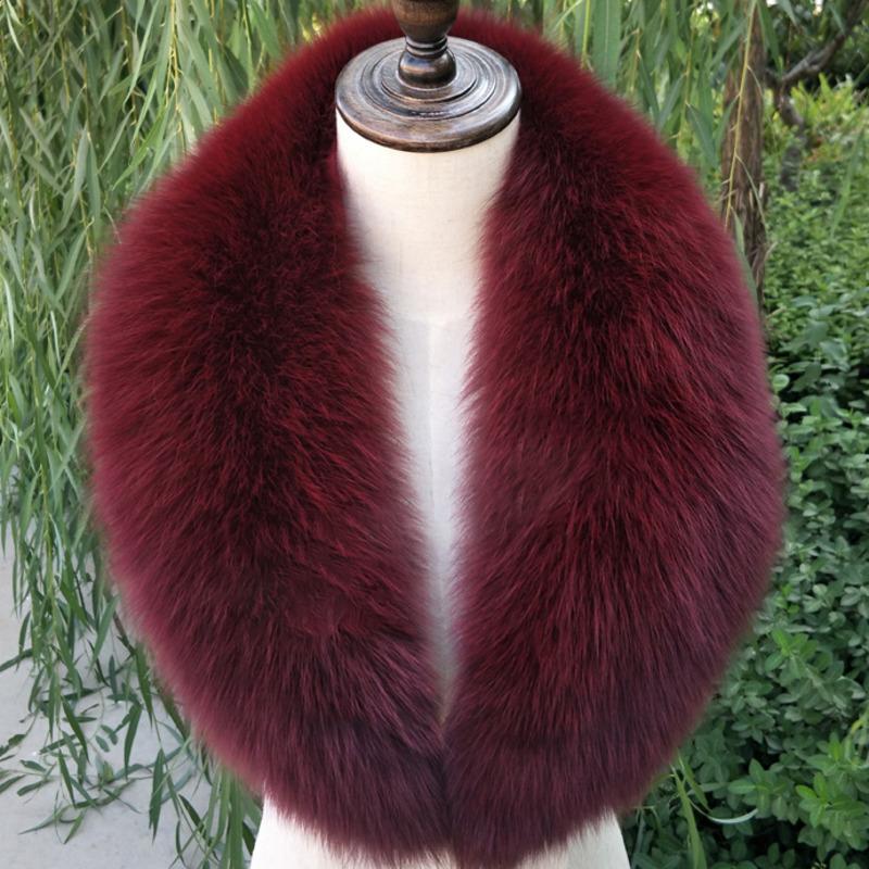 Real Fox Fur Collar Women Winter Natural Fur Scarf Fluffy Fur Shawls For Women Collars Men Coat Large Size Neck Warmer Scarves