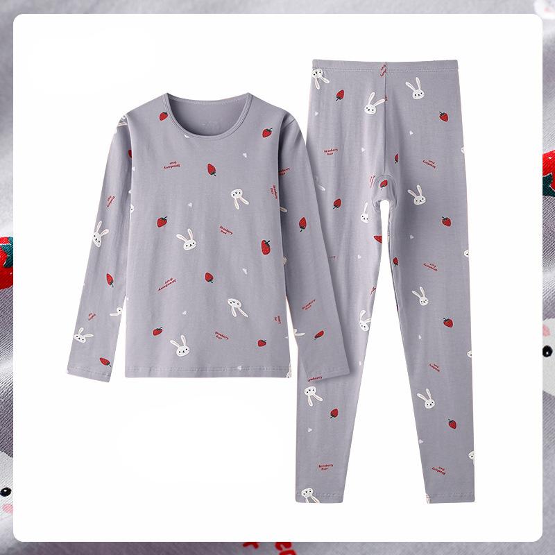 Autumn Winter Cotton Printed Floral Women Thermal Underwear Sets Slim Warm Suit