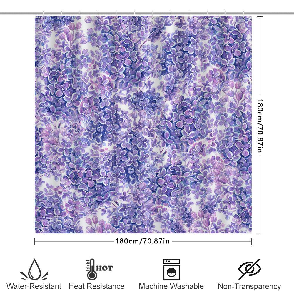 Purple Floral Shower Curtain Waterproof Bath Decorations Printed Decoration Modern Home Bathroom Linen Shower Curtains Set For B