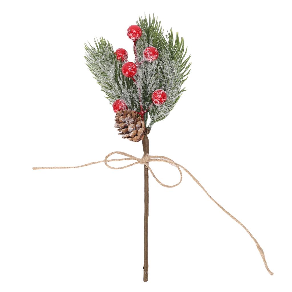 10pcs Artificial Berry Branches Pine Cones Holly Stem Craft Winter Holiday Pine Picks for Crafts Xmas Tree Ornaments