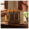 Wooden Pooja Mandir | Home Wall Temple with Brass Work Indian Puja Mandap,Prayer Altar for Home & Office-Worship Drawers Religion Decor Art