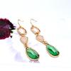 Emerald Green Teardrop Crystal Earrings for Women