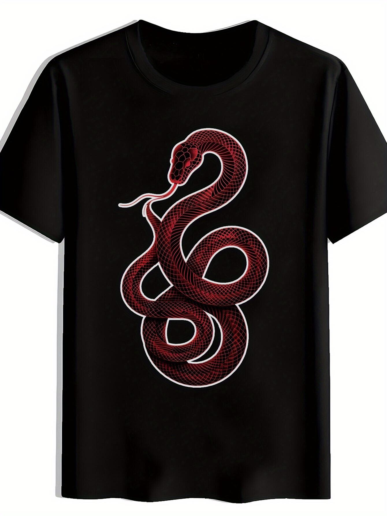Retro Rock Band Graphic T-shirt - Black with Red Snake Design XL