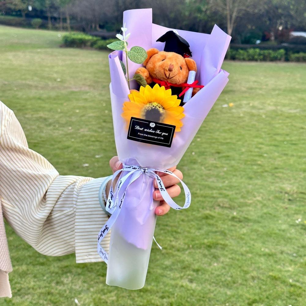 

Cartoon Bear Plush Bouquet Bouquet Decoration Doctoral Bear Toy Birthday Party фиолетовый