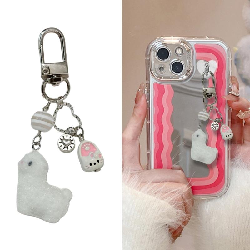 Cute Alpacas Keychain Sturdy Resin Design Lightweight Waterproof Decorative Accessory for Keys Bags
