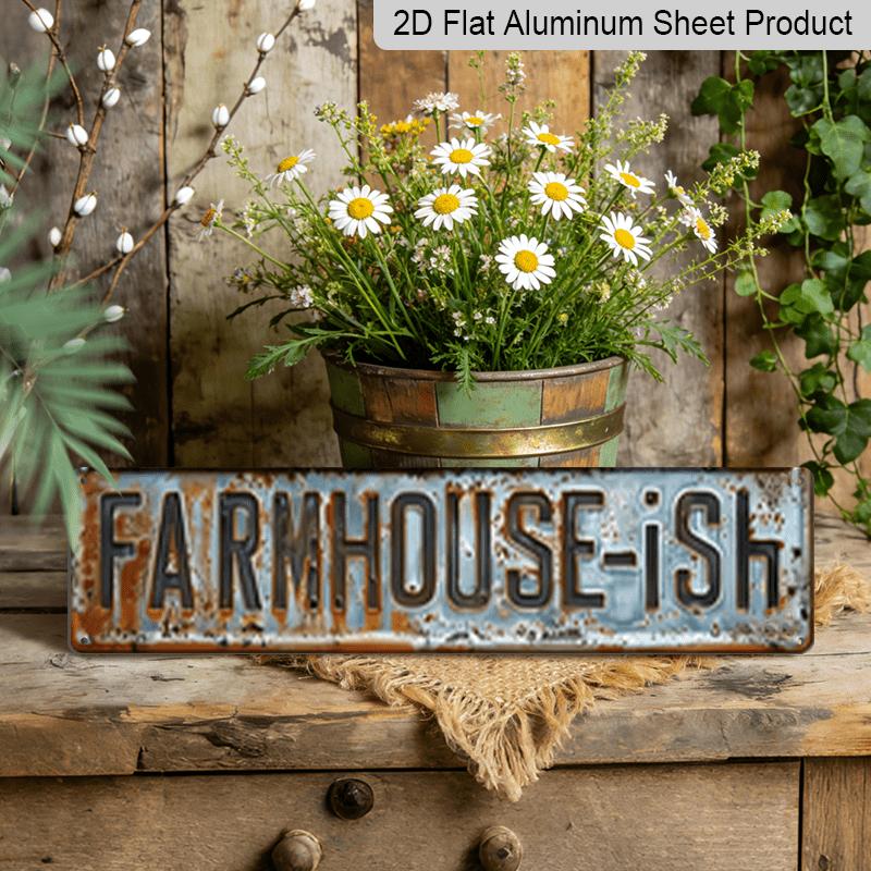 

15.7×3.94inch Rustic Vintage Farmhouse Aluminum Wall Sign, Aluminum decorative sign, Weathered FARMHOUSE Metal Art for Entryway, Porch, Kitchen 40cm x 10cm