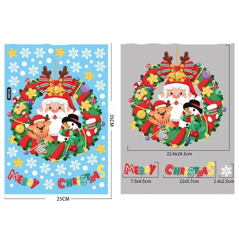 Christmas Window Stickers Santa Claus Snowflake DIY Wall Decal 2025 Christmas Decorations For Home New Year Ornaments Gift
