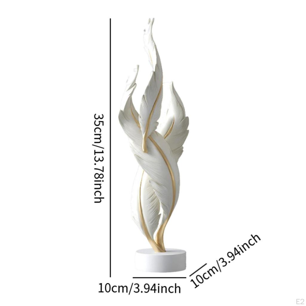 Feather Sculpture Modern Statue Resin Collection Art Crafts Desktop Ornament Decorative Figurine for