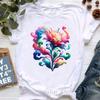 Colorful Smoke Flower Printed T Shirt T Shirt Unisexs Clothing Summer Fashion Short Sleeve Tshirt Femme Casual White Tshirt