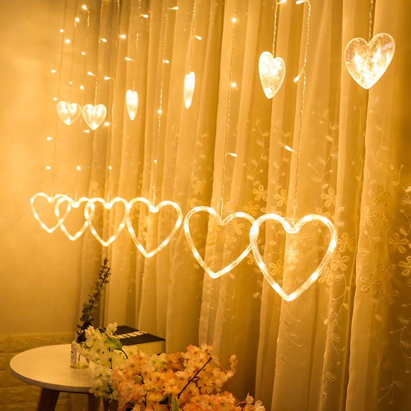 LED herzförmige hängende Vorhang Lichter String Net Weihnachten Home Party Home Decor