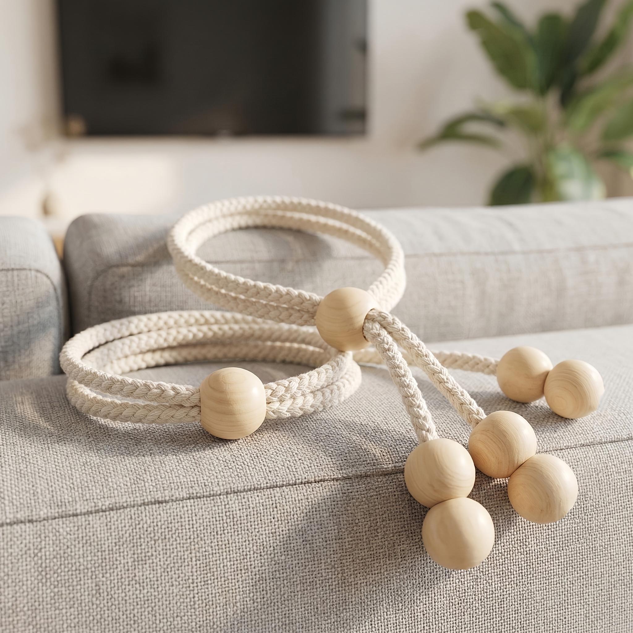 

Log Bead Curtain Straps,Adjustable Tightness, Suitable for Living Room,Bedroom, Office,Outdoor Curtain Straps,Curtain Additions