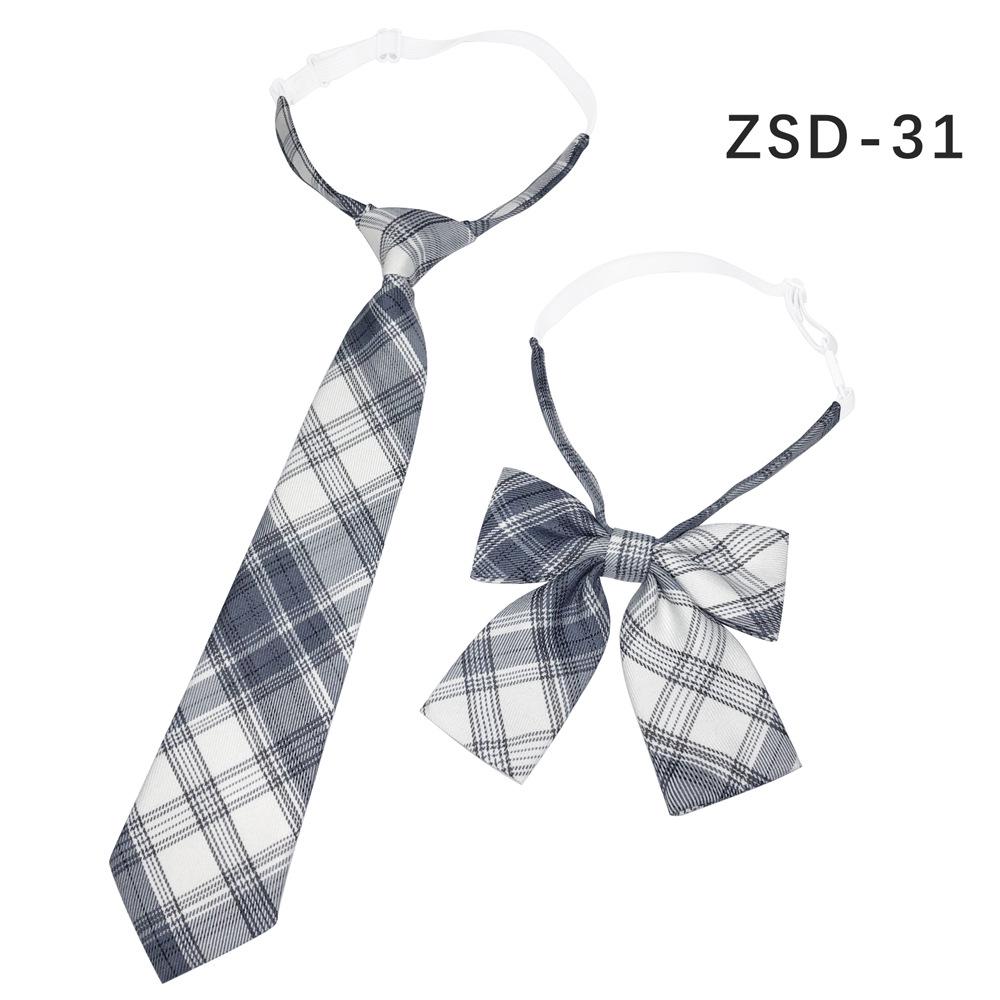 Unisex JK Collar Plaid Bowknot Flower Set - Polyester Cotton Student Uniform Accessory