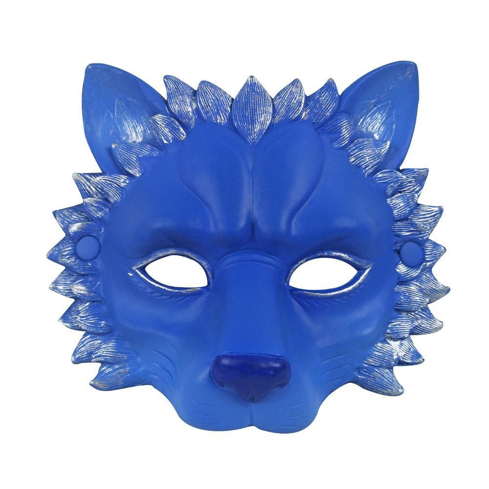 Halloween Lion Half Face Mask Half Face Animal Mask Masquerade Cosplay Lion Mask Show синий