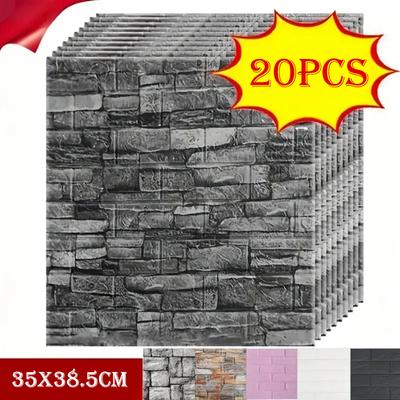 20 vnt „pasidaryk pats“ 3D paprasto plytų rašto sienų lipdukai, sutirštinti, nepralaidūs garsui, atsparūs vandeniui, atsparūs drėgmei
