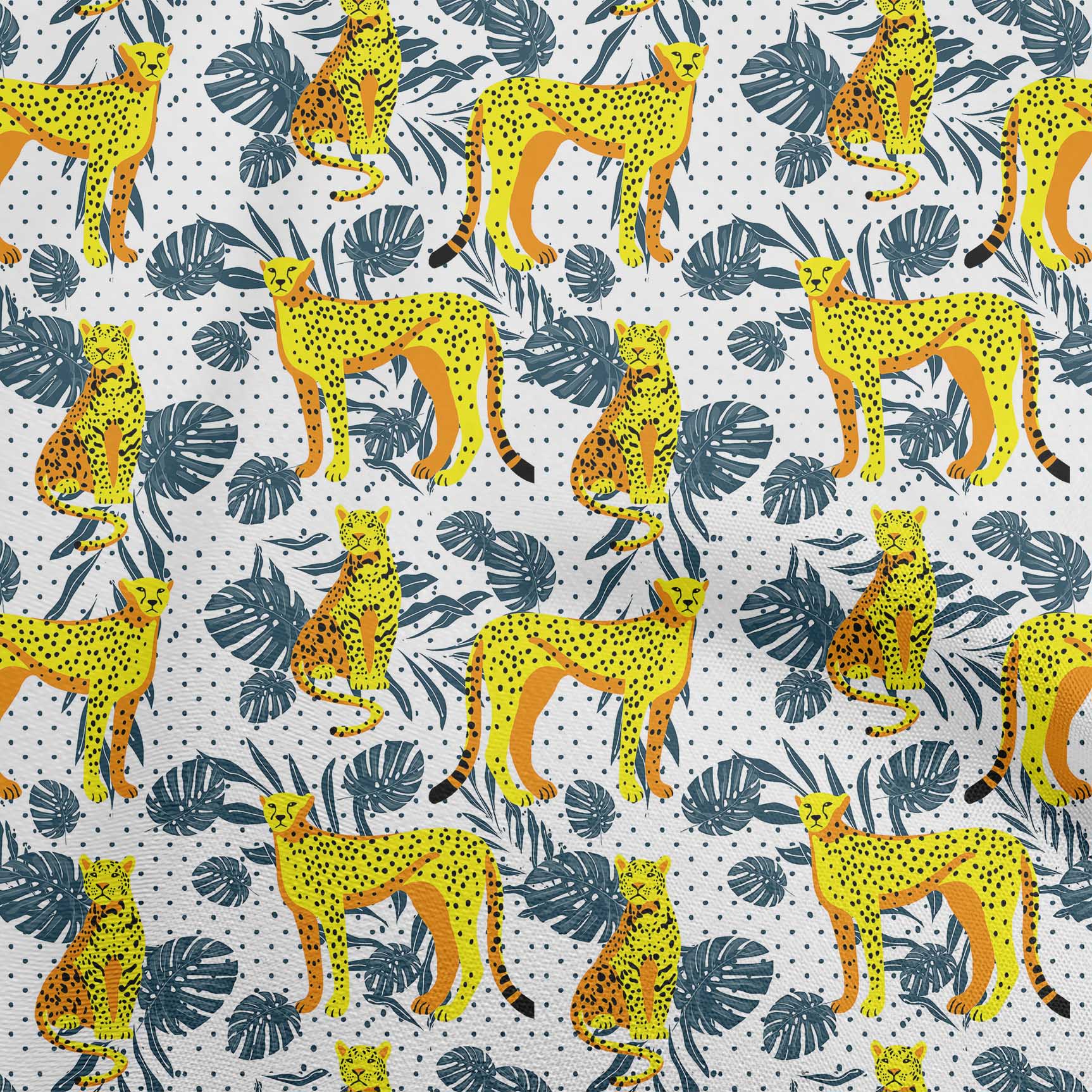 

OneOone Cotton Flex Grey Fabric Tropical Leaf with Animal Quilting Material Print Швейна тканина у дворі 40 дюймів 42 Inch Wide - Viscose Chiffon чирок синього кольору