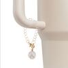 Name Letter Handle Charm Personalized Long Chain Round Pendant with Lobster Clasp Handle Chain for Cup Accessory
