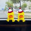 Creative Holiday Gifts 3D Printed Yellow Duck Figurine, Funny Arrogant Statue with Christmas Three Dimensional Figurine Hat, Miniature Ornament