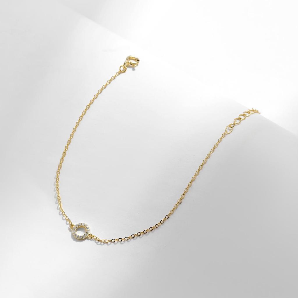 MODIAN Solidne 925 srebro proste puste kółko przezroczyste CZ bransoletki złoty kolor łańcuszek z ogniwami dla kobiet dziewczyn piękna biżuteria na prezent