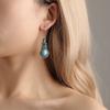 European And American New Drop Set Retro Pattern Blue Crystal Jewelry Zircon Boho Party Set Necklace Earrings