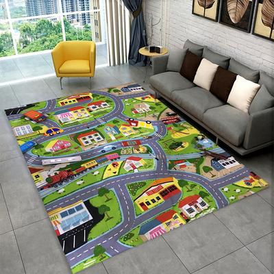 Spielmatte für Kinder, Autobahn, Stadtverkehr, Spielzimmer, groß, Teppich für Wohnzimmer, Schlafzimmer, Dekoration, rutschfeste Bodenmatte zum Spielen für Kinder