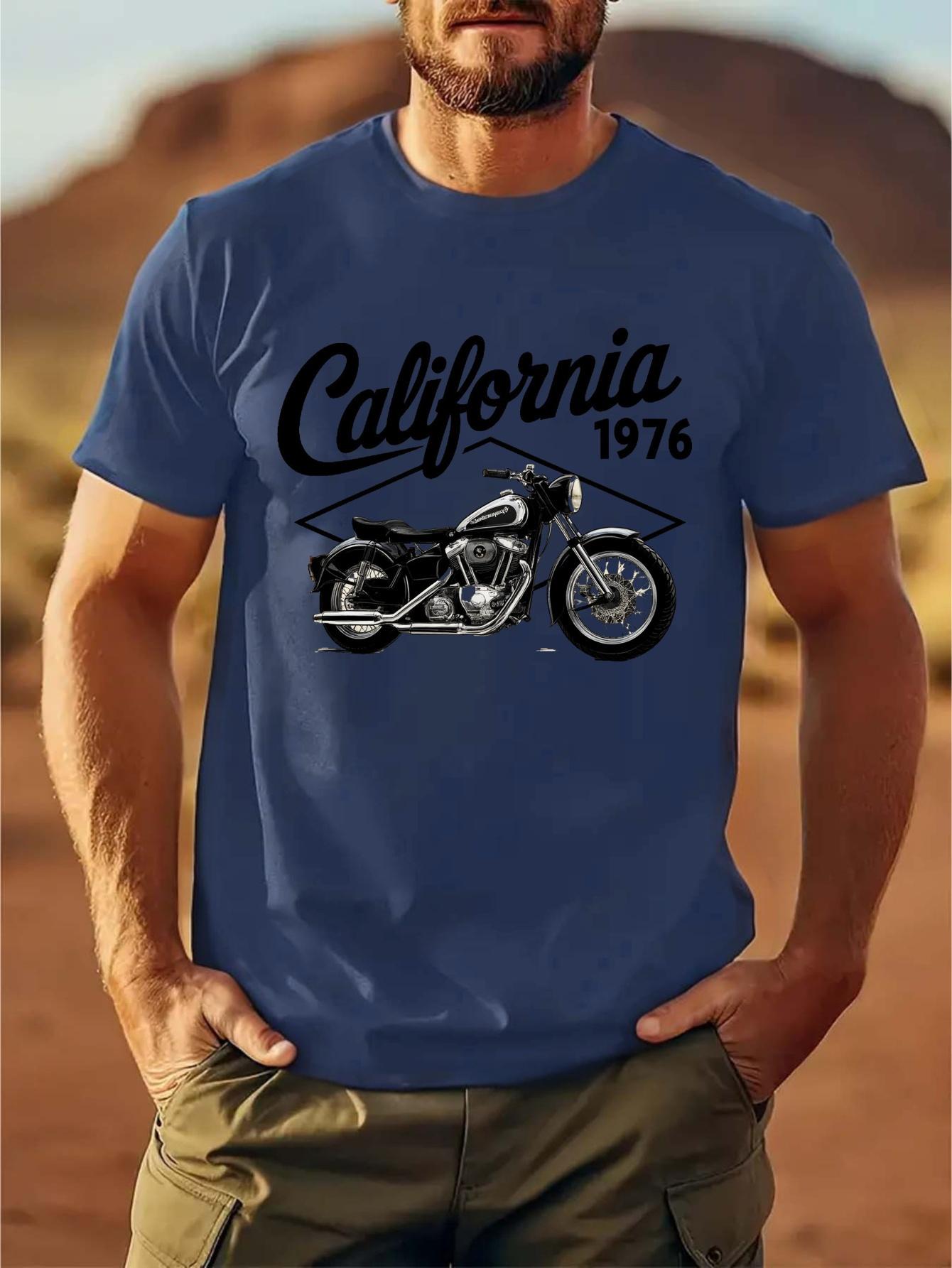California 1976 Motorcycle Graphic T-shirt - Black Cotton Blend XXXL
