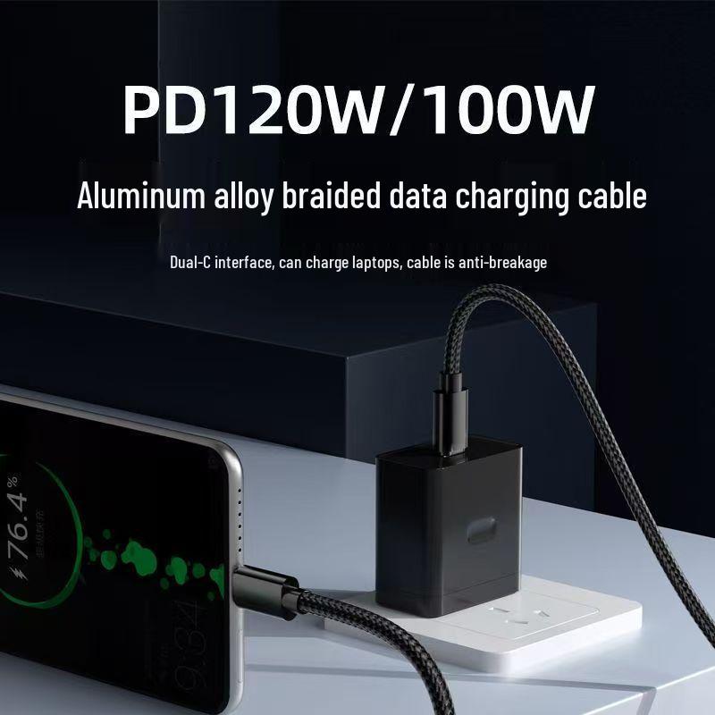 Dual Type-C 120W Fast Charging Cable for Apple 15, Huawei Honor, and Laptops