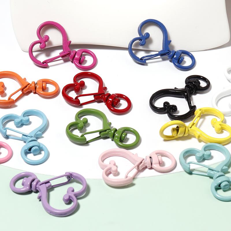 10 PCS/Lot Alloy Lobster Clasp Color of The Lacquer That Bake the Moon Heart Five-pointed Star Shape Diy Manual Connector Ring