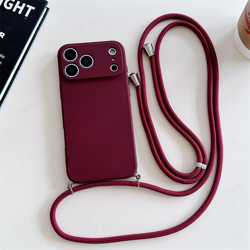 Umhängeband Einfarbige Hülle Für iphone 17 Air 16 15 14 Plus 13 Pro Max Luxus Stoßfestes Silikon Weiche TPU Rückseite
