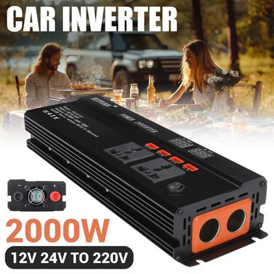 2000W Car Inverter 12V 24V To 220V Solar Home Power Converter With Digital Display Solar Auto Accessories
