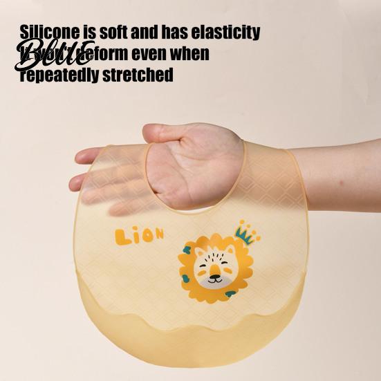 Adjustable Infant Eating Bibs Silicone Baby Bib with Food Catcher Pocket Waterproof Lightweight Neck Babies Feeding Bib Foldable for Toddler