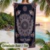 Starlit Mandala Theme Quick Dry Beach Towel Custom Name Text Print Large Sand Resistant Towel Beach Vacation