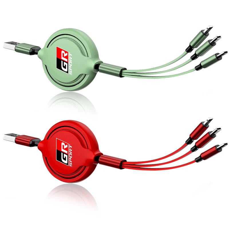 Car Accessories 3 In 1 Micro Cable Multi Charger for Toyota Trd GR Corolla Yaris Chr Auris RAV4 Land Cruiser Camry Highlander